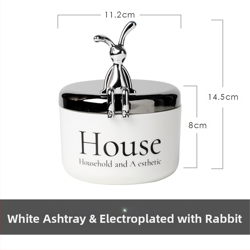 Cenușar din oțel inoxidabil cu capac în formă de urs, rezistent la vânt și fum, stil Nordic, pentru birou, KTV și bar