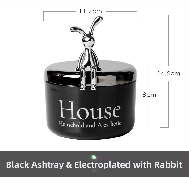 Cenușar din oțel inoxidabil cu capac în formă de urs, rezistent la vânt și fum, stil Nordic, pentru birou, KTV și bar