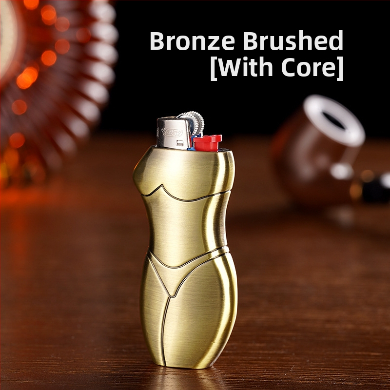 909-J5 Yafeng fémötvözetből készült öngyújtó burkolat, emberi alakú kreatív dizájn, logónyomás elérhető, testreszabás lehetséges, 500 darabos csomag