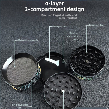 Χειροκίνητος γκριντέρ βοτάνων με τετραπλό σχεδιασμό, κόφτης μπαχαρικών, χωρητικότητα έως 300 ml