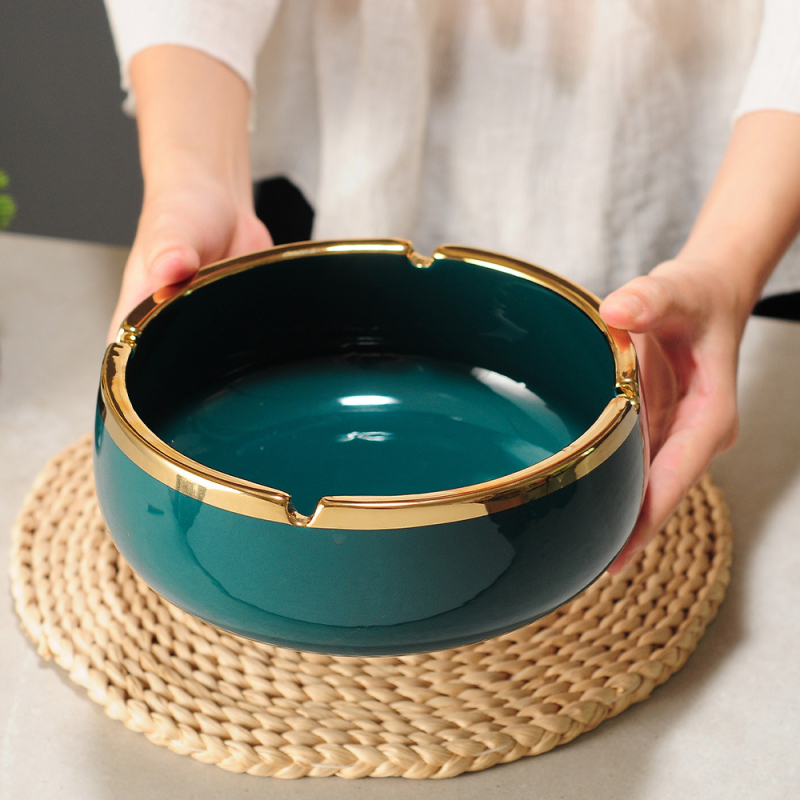 Scrumiere ceramică, stil nou chinezesc pentru decorul casei, accent pe masa de cafea și birou, personalizare disponibilă — Pottery Exhibition (Home Accessories)