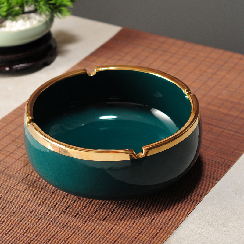 Scrumiere ceramică, stil nou chinezesc pentru decorul casei, accent pe masa de cafea și birou, personalizare disponibilă — Pottery Exhibition (Home Accessories)