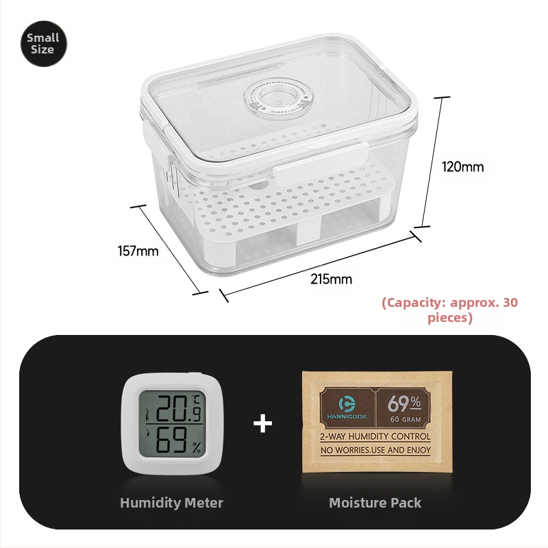 HANNICOOK szivaros doboz – zárható, nedvesség- és rovarálló, nedvesítésre és érlelésre, fogantyúval; anyagok: PET/PP/szilikon; stílus: egyszerű