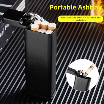 Φορητό κουτί για τσιγάρα από κράμα ψευδάργύρου με τασάκι και μπρελόκ, μεταλλική κατασκευή με θήκη αποθήκευσης; εκτύπωση λογότυπου, δυνατότητα προσαρμογής και ιδιωτικής ετικέτας