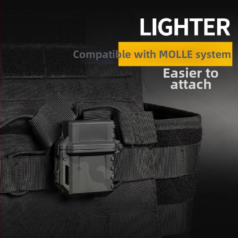 Универсална тактическа обвивка за запалка за къмпинг — водоустойчива, удароустойчива конструкция, с вътрешен ZP механизъм, пластмасов корпус, персонализирана обработка