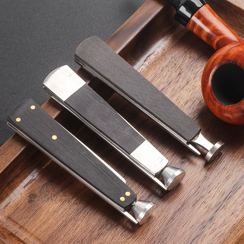 Έβενος εργαλείο για πίπα – Pipe Man, ανοξείδωτο ατσάλι 3-σε-1: μαχαίρι, ράβδος πίεσης και ακίδα-ξύστρα