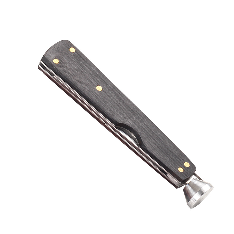 Ebanska lula za duhan – Pipe Man, 3-u-1 od nehrđajućeg čelika: nož, tlačna šipka i igličasti čišćivač