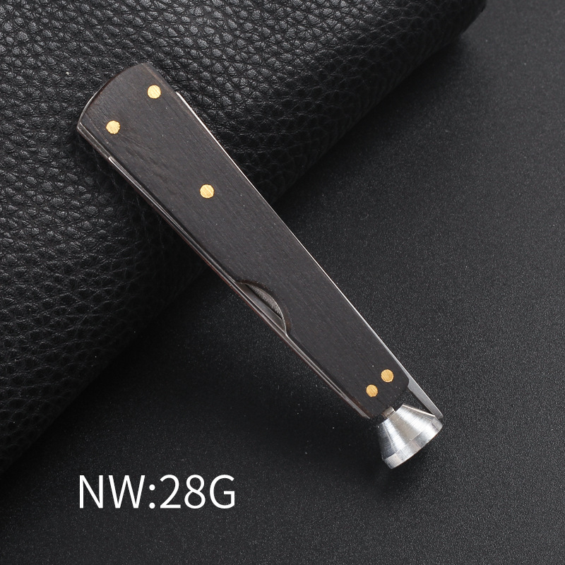 Ebanska lula za duhan – Pipe Man, 3-u-1 od nehrđajućeg čelika: nož, tlačna šipka i igličasti čišćivač