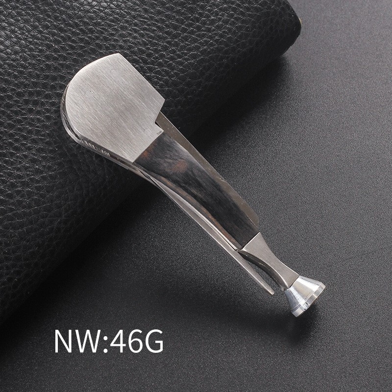 Ebanska lula za duhan – Pipe Man, 3-u-1 od nehrđajućeg čelika: nož, tlačna šipka i igličasti čišćivač