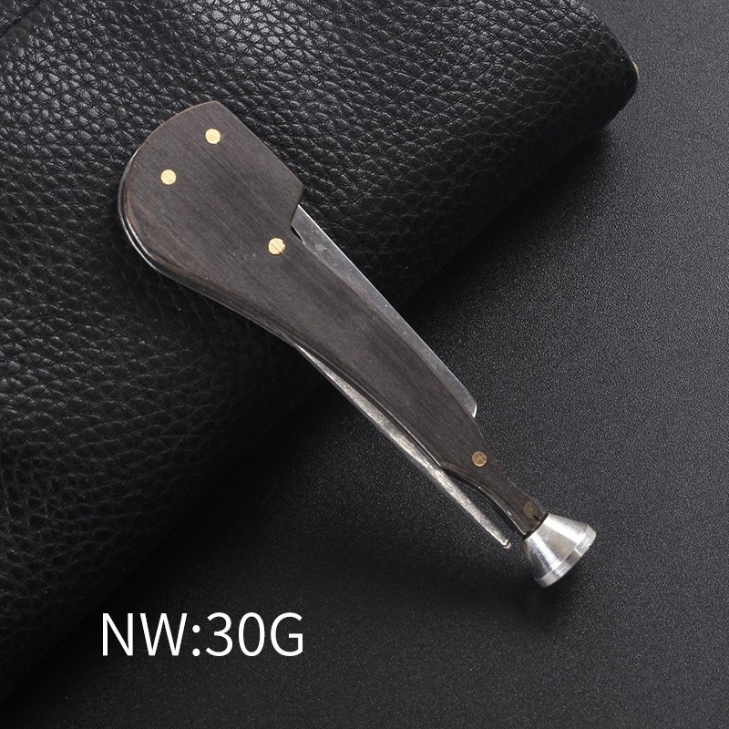 Ebanska lula za duhan – Pipe Man, 3-u-1 od nehrđajućeg čelika: nož, tlačna šipka i igličasti čišćivač