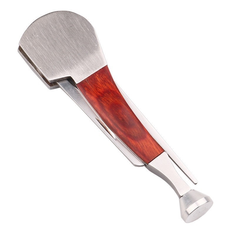 Ebanska lula za duhan – Pipe Man, 3-u-1 od nehrđajućeg čelika: nož, tlačna šipka i igličasti čišćivač