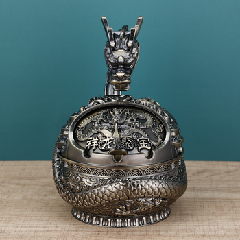 Scrumieră în formă de șarpe-dragon, cu capac, din aliaj de aluminiu, stil luxos retro