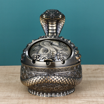 Τασάκι σε σχήμα δράκου-φιδιού, με καπάκι, από κράμα αλουμινίου, ελαφρύς πολυτελής ρετρό διακοσμητικός για γραφείο