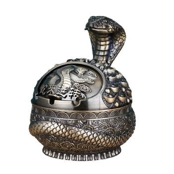 Τασάκι σε σχήμα δράκου-φιδιού, με καπάκι, από κράμα αλουμινίου, ελαφρύς πολυτελής ρετρό διακοσμητικός για γραφείο