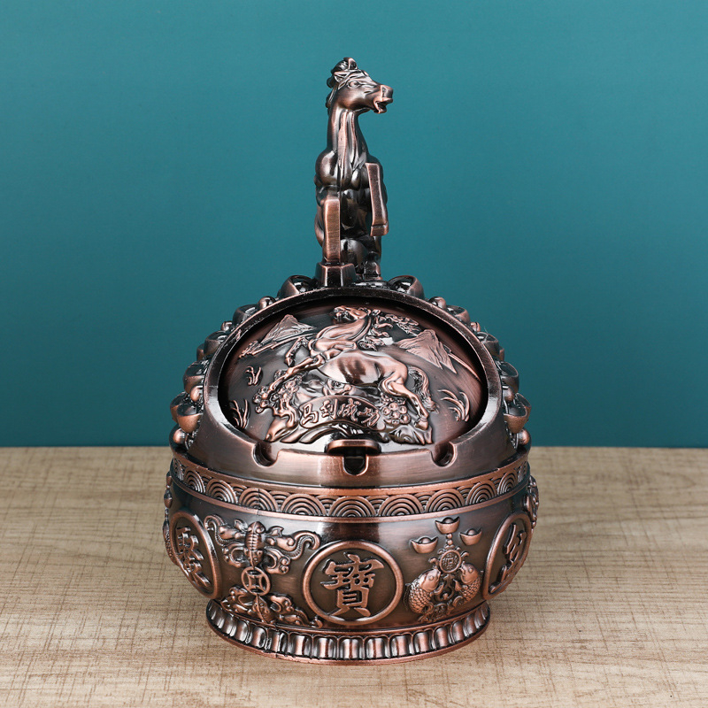 Scrumieră în formă de șarpe-dragon, cu capac, din aliaj de aluminiu, stil luxos retro