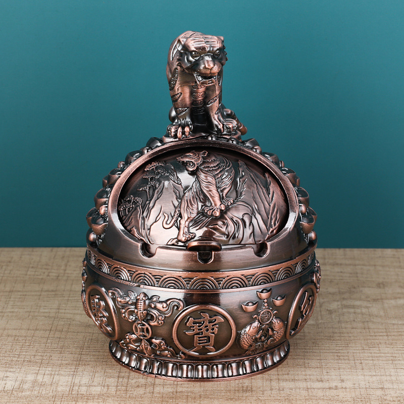 Scrumieră în formă de șarpe-dragon, cu capac, din aliaj de aluminiu, stil luxos retro