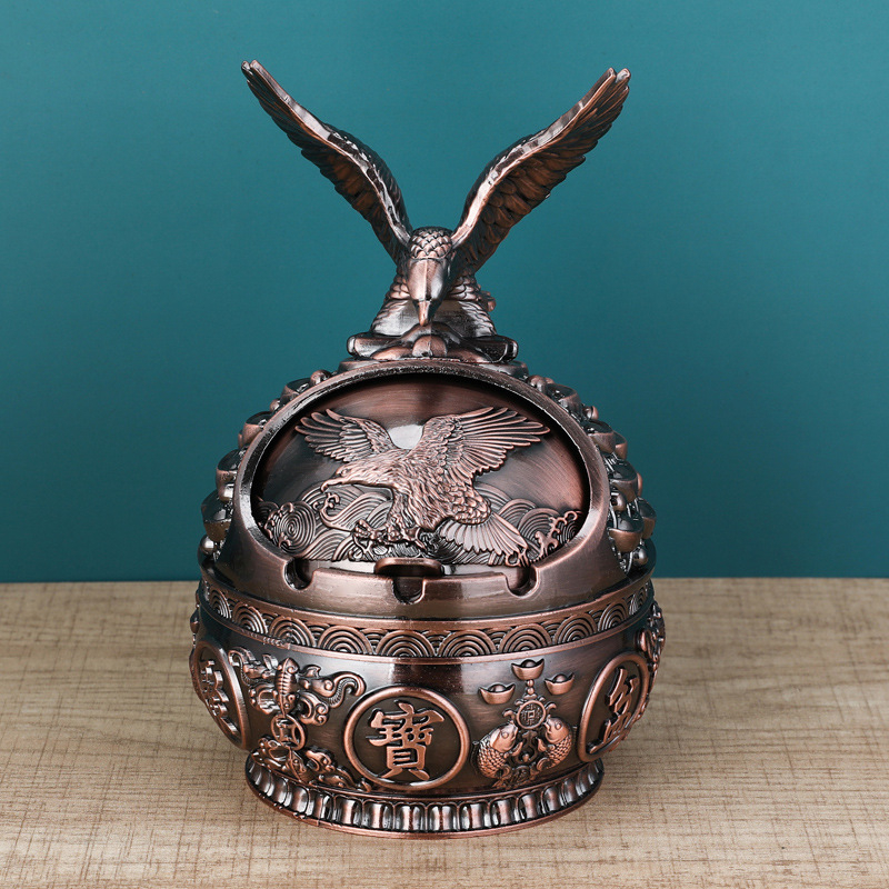 Scrumieră în formă de șarpe-dragon, cu capac, din aliaj de aluminiu, stil luxos retro