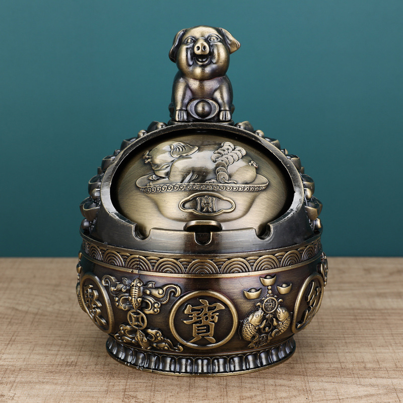 Scrumieră în formă de șarpe-dragon, cu capac, din aliaj de aluminiu, stil luxos retro