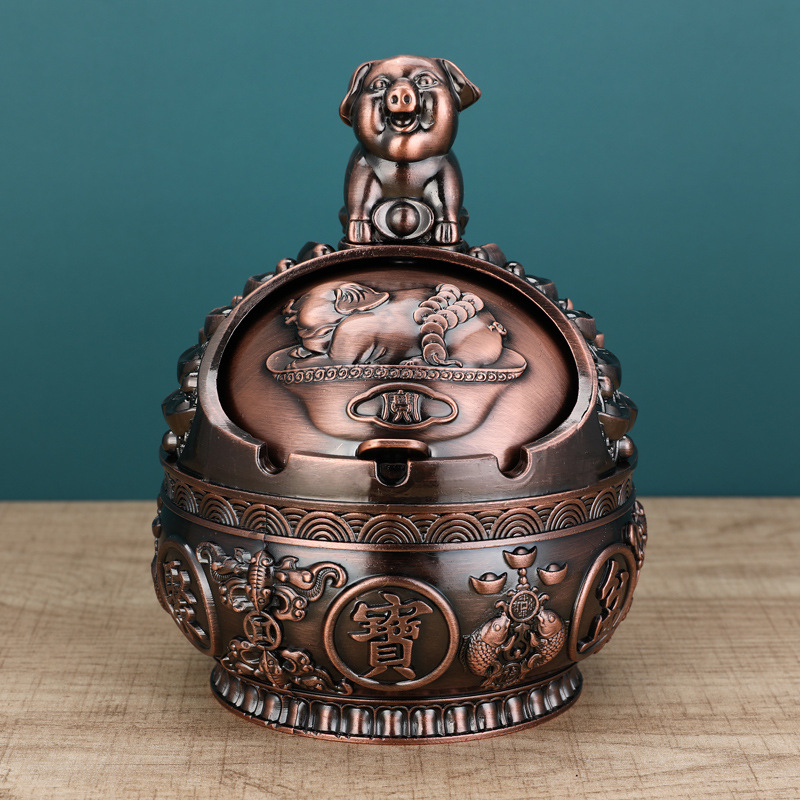 Scrumieră în formă de șarpe-dragon, cu capac, din aliaj de aluminiu, stil luxos retro