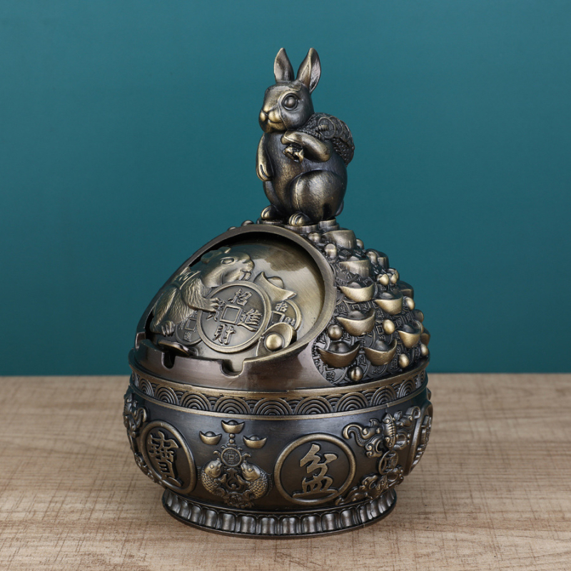 Scrumieră în formă de șarpe-dragon, cu capac, din aliaj de aluminiu, stil luxos retro