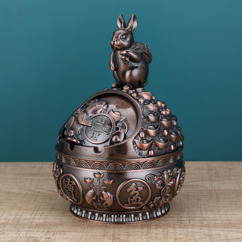 Scrumieră în formă de șarpe-dragon, cu capac, din aliaj de aluminiu, stil luxos retro