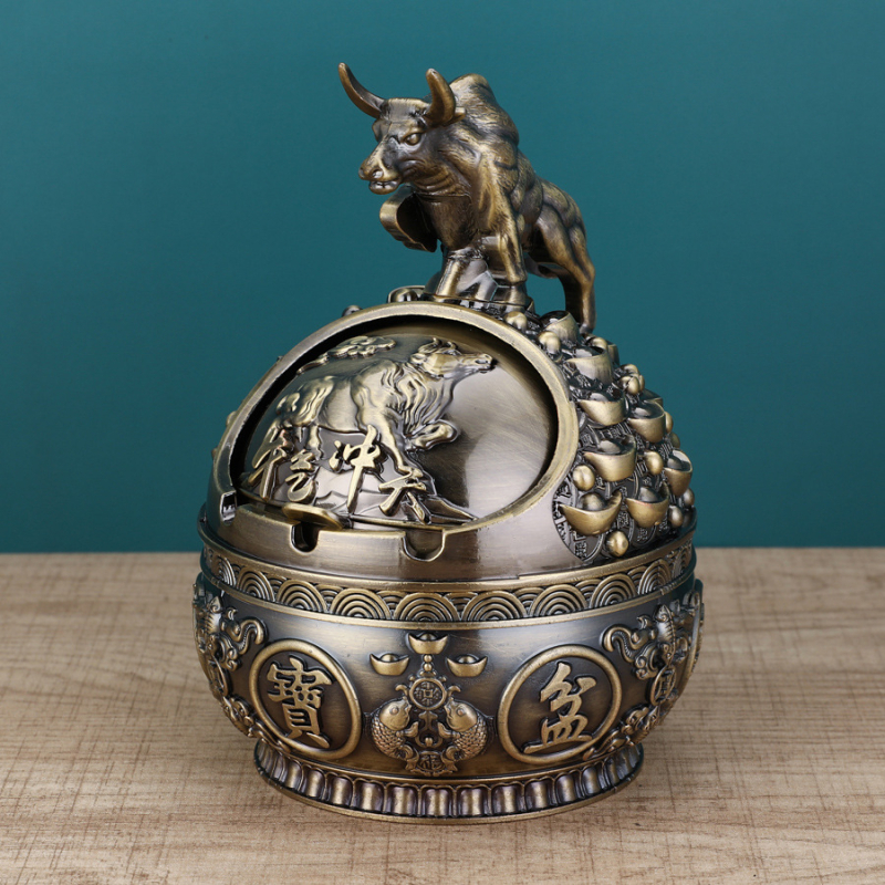 Scrumieră în formă de șarpe-dragon, cu capac, din aliaj de aluminiu, stil luxos retro