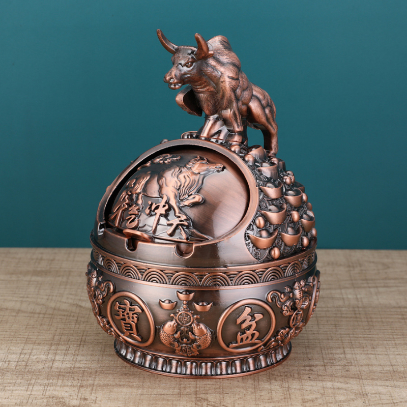 Scrumieră în formă de șarpe-dragon, cu capac, din aliaj de aluminiu, stil luxos retro