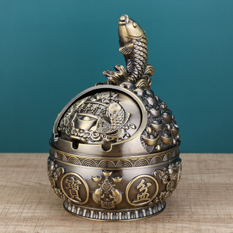 Scrumieră în formă de șarpe-dragon, cu capac, din aliaj de aluminiu, stil luxos retro