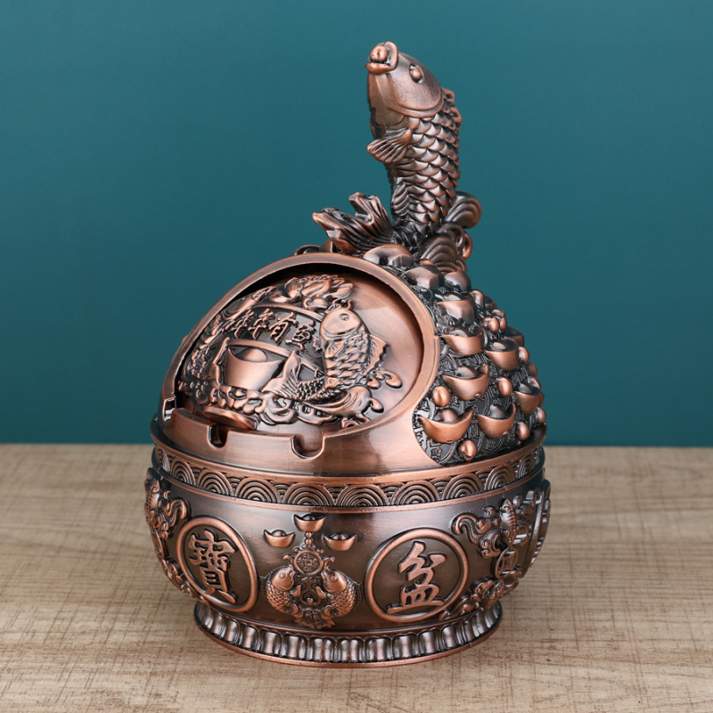 Scrumieră în formă de șarpe-dragon, cu capac, din aliaj de aluminiu, stil luxos retro