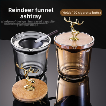 Cenușieră de sticlă cu capac, stil simplu, logo imprimat, ambalaj 36/48 bucăți