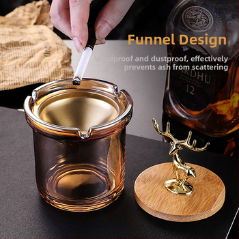 Γυάλινο τασάκι με καπάκι, απλό στυλ, λογότυπο εκτυπωμένο, συσκευασία 36/48 τεμάχια