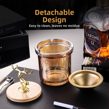 Γυάλινο τασάκι με καπάκι, απλό στυλ, λογότυπο εκτυπωμένο, συσκευασία 36/48 τεμάχια