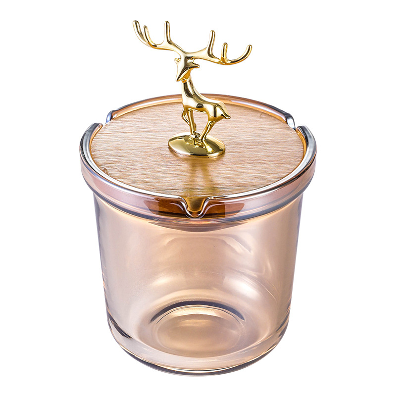 Cenușieră de sticlă cu capac, stil simplu, logo imprimat, ambalaj 36/48 bucăți