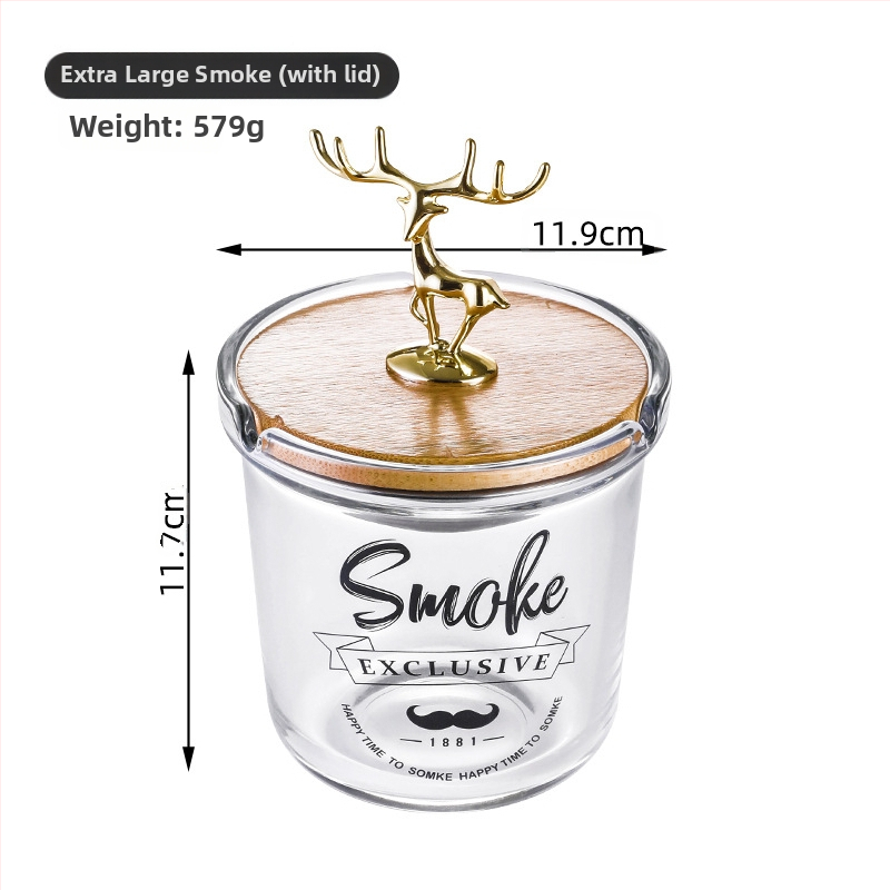 Cenușieră de sticlă cu capac, stil simplu, logo imprimat, ambalaj 36/48 bucăți