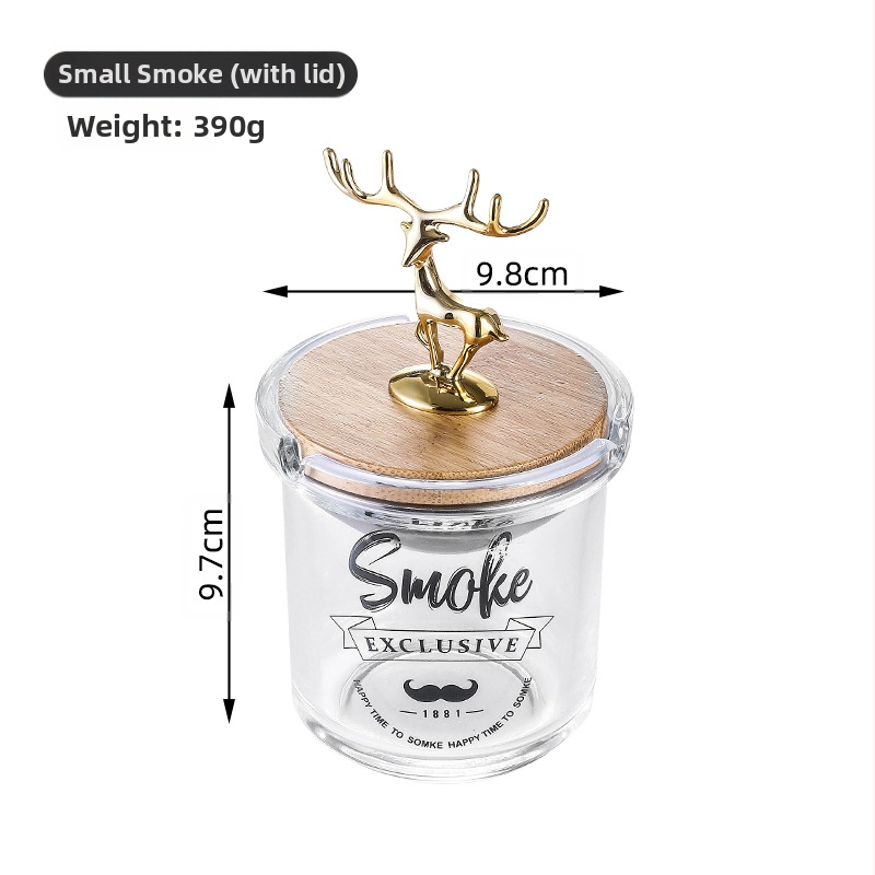 Cenușieră de sticlă cu capac, stil simplu, logo imprimat, ambalaj 36/48 bucăți