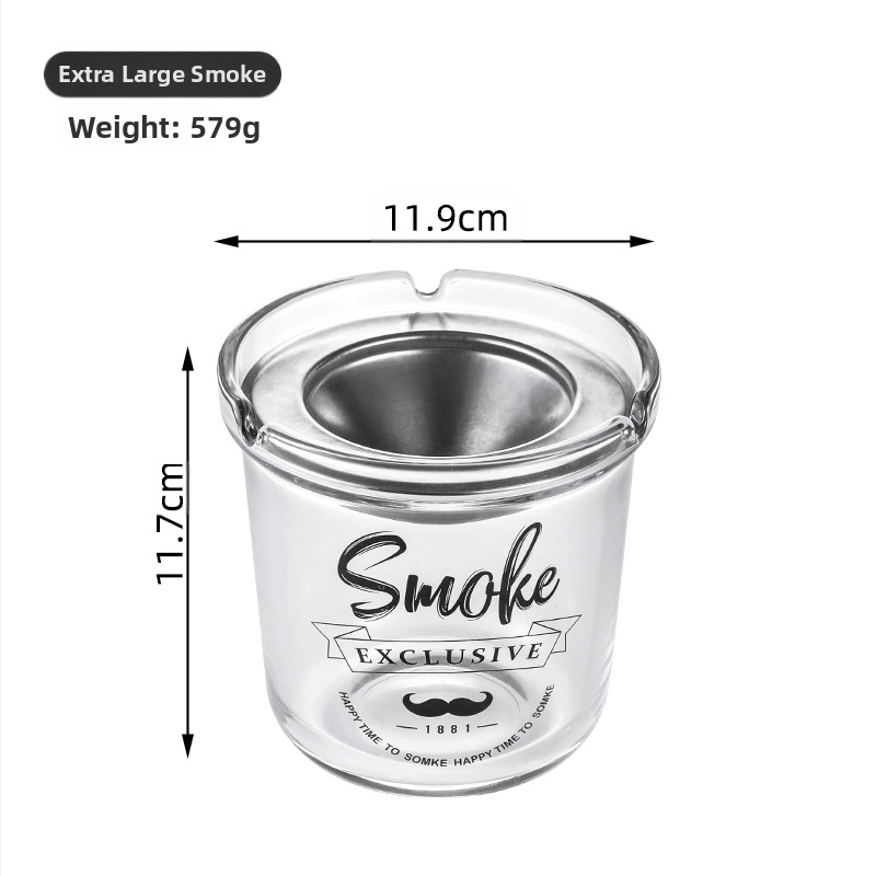 Cenușieră de sticlă cu capac, stil simplu, logo imprimat, ambalaj 36/48 bucăți