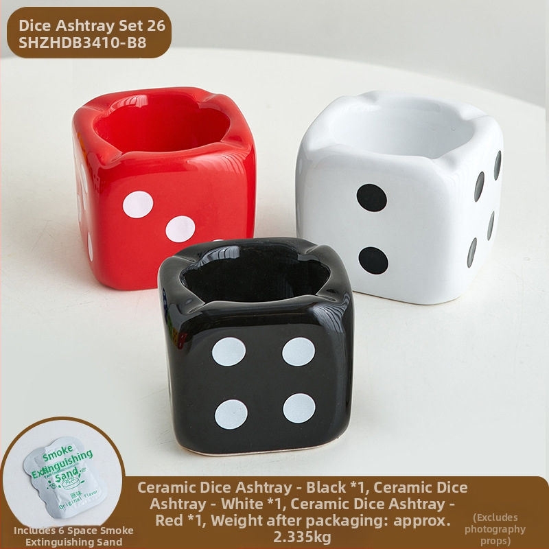 Keramička pepeljara s dizajnom inspiriranim kockicama, branda An old story, u stilu modernog minimalizma