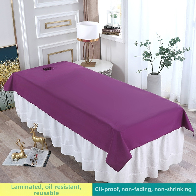 Постелка за козметичен салон за масажна маса — водоустойчива, маслостойка, с отвори и ламинирано покритие за безпроблемна употреба