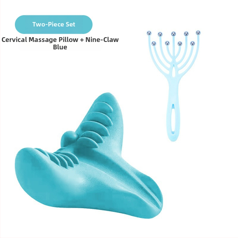 Edripin Jastuk za vratnu kralježnicu – PU materijal, D-forma jastuka za vrat, masaža i istezanje vrata s akupresurom, prijenosno za kućnu upotrebu