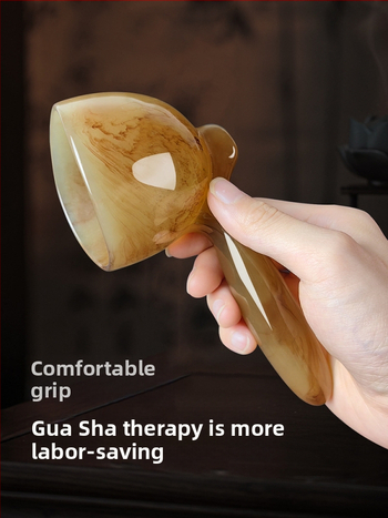 Меридиан масажен инструмент с дъска за триене и четка – естествена смола, 140 g, Royal Hall, ръчен инструмент за цялото тяло