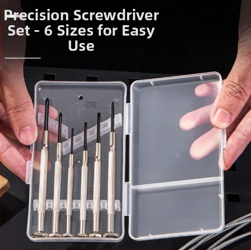 Set alata za popravak satova, 6 komada, ugljična čelična, nemagnetno, bez izolacije, promjer vijaka 1.0–3.0 mm, u prozirnoj PP kutiji