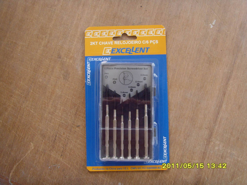 Set alata za popravak satova, 6 komada, ugljična čelična, nemagnetno, bez izolacije, promjer vijaka 1.0–3.0 mm, u prozirnoj PP kutiji