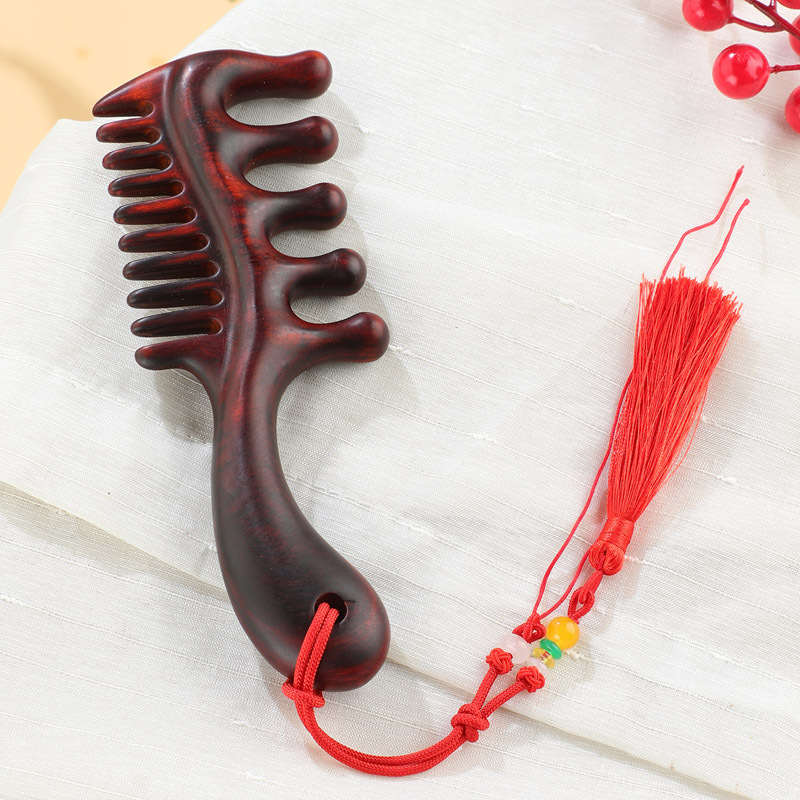 Drveni češalj od sandalovine, s pet zubi, okrugla glava, masaža meridijana vlasišta