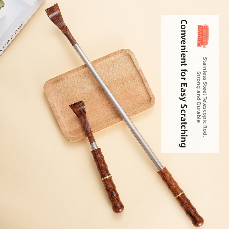 Рогоподобна дървено-бамбукова чесалка за гръб с прибиращ се и преносим дизайн