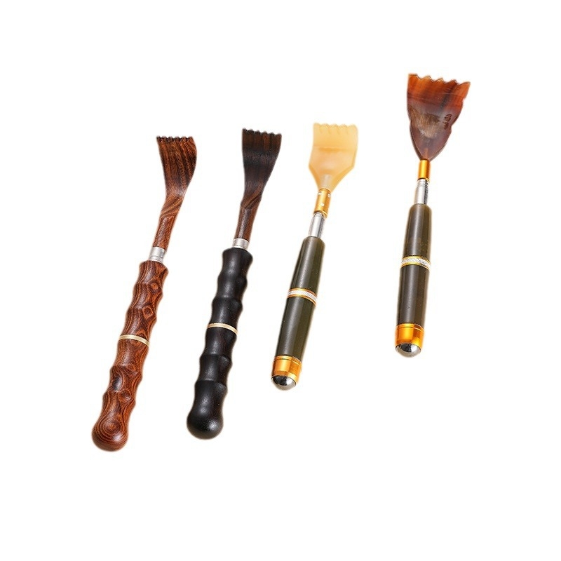 Koka/bambusa muguras skrāpētājs roga formā ar izvilkšanas un pārnēsājama dizainu