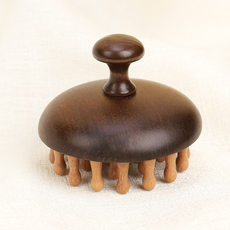 Chengshantang sandalovo drveni masažni češalj – drveni alat za njegu kose s grubim zubima, okrugli oblik