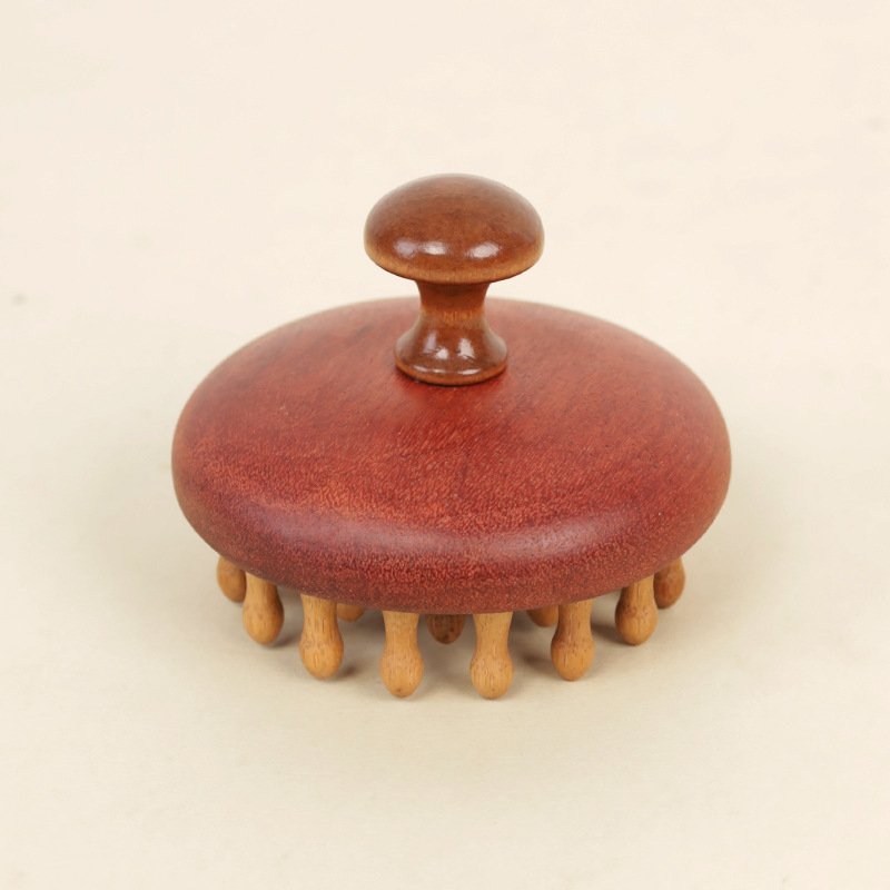 Chengshantang sandalovo drveni masažni češalj – drveni alat za njegu kose s grubim zubima, okrugli oblik