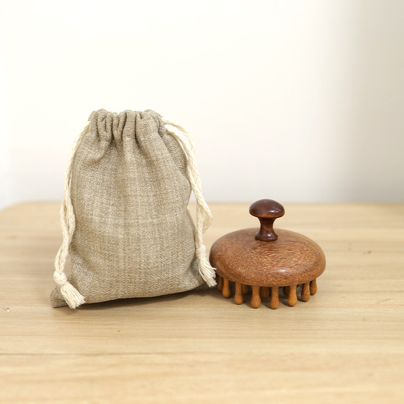 Chengshantang sandalovo drveni masažni češalj – drveni alat za njegu kose s grubim zubima, okrugli oblik