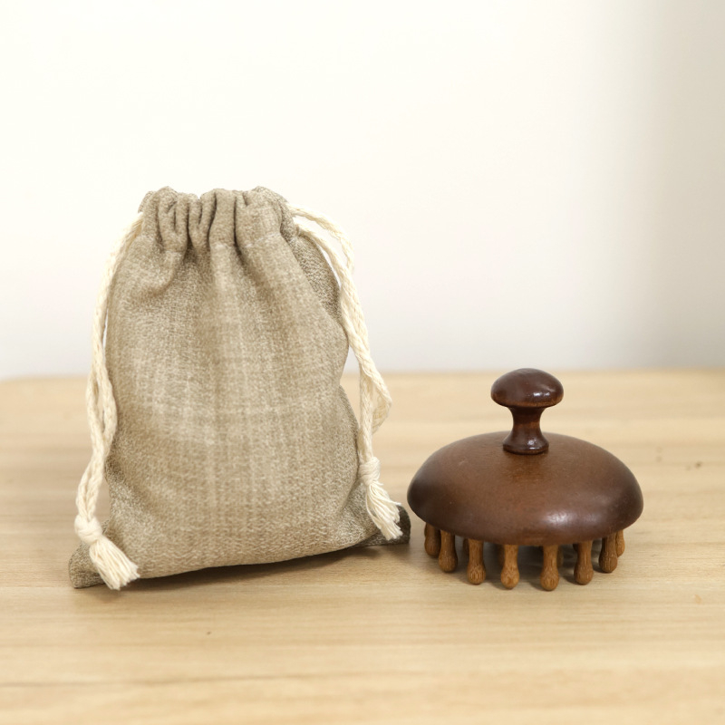 Chengshantang sandalovo drveni masažni češalj – drveni alat za njegu kose s grubim zubima, okrugli oblik