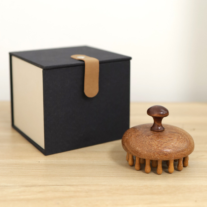 Chengshantang sandalovo drveni masažni češalj – drveni alat za njegu kose s grubim zubima, okrugli oblik